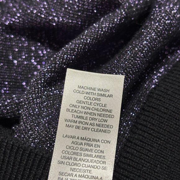 Chico’s Weekends Purple Glitter Knit Top Size 0 Long Sleeve Scoop Neck Sparkle - Picture 9 of 12